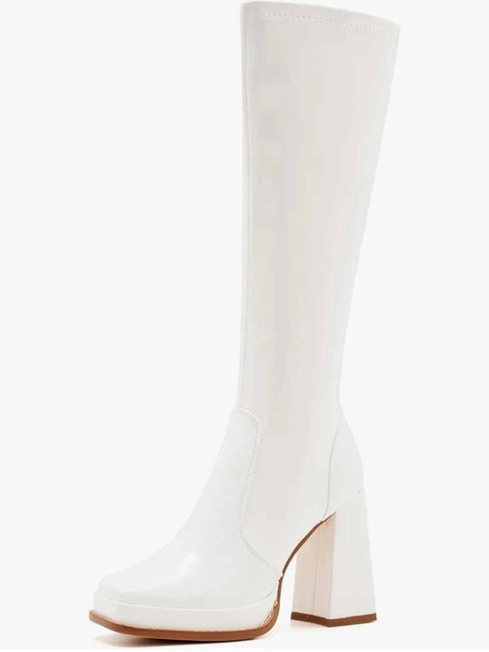 SIZE 11 Wide Calf 70s Gogo Boots for Women – Tall Knee High Square Toe Chunky